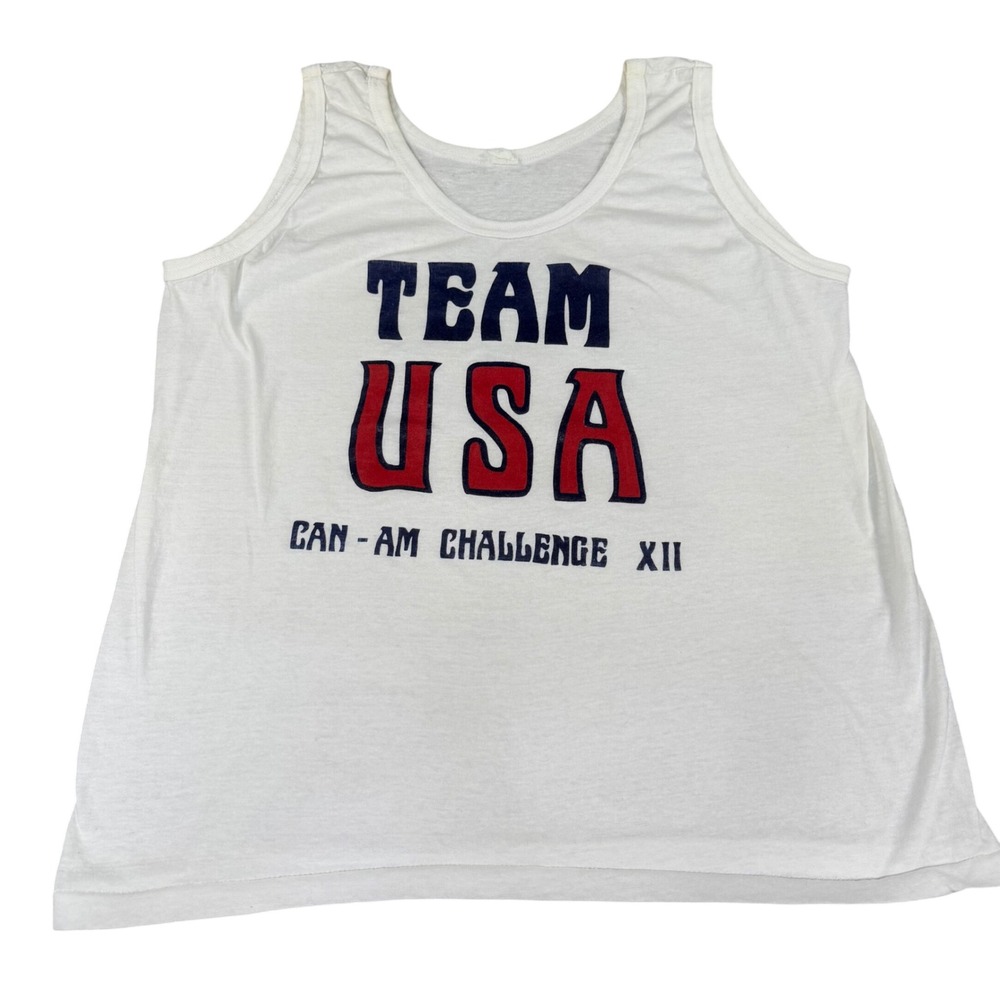 Vintage 1979 Team‎ USA Can-Am Challenge XII Tank Top White Single Stitch Mens L?